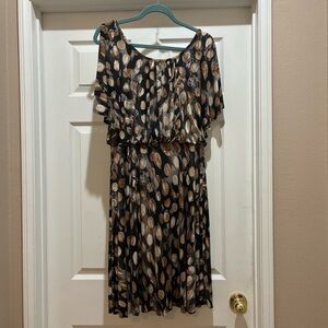 Signature by Robbie Bee One Shoulder Black and Tan Dress